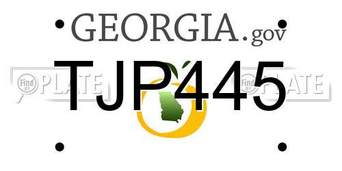 TJP445 Georgia License Plate