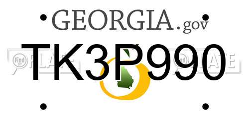 TK3P990 Georgia License Plate