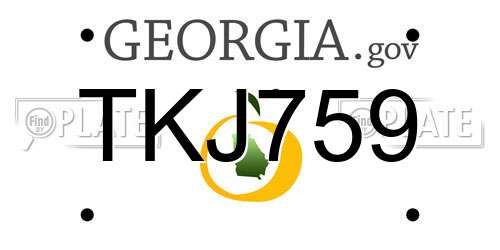 TKJ759 Georgia License Plate