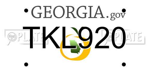 TKL920 Georgia License Plate