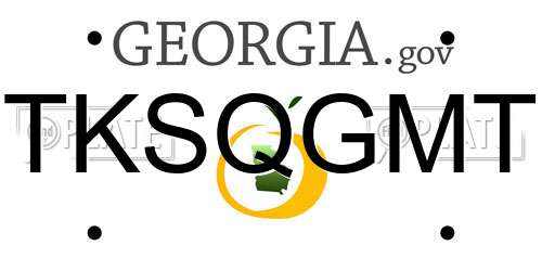 TKSQGMT Georgia License Plate