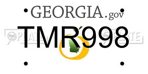 TMR998 Georgia License Plate