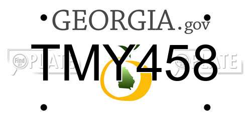 TMY458 Georgia License Plate
