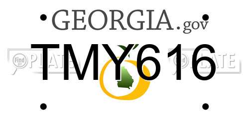 TMY616 Georgia License Plate