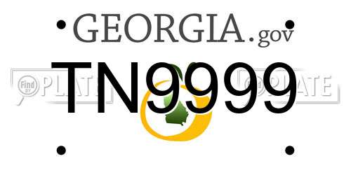 TN9999 Georgia License Plate