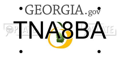 TNA8BA Georgia License Plate