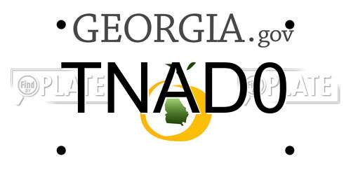 TNAD0 Georgia License Plate
