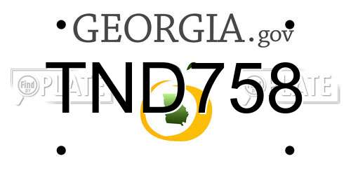 TND758 Georgia License Plate