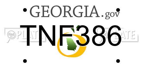 TNF386 Georgia License Plate