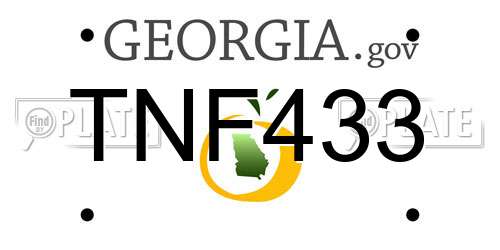 TNF433 Georgia License Plate