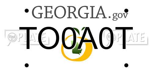 TO0A0T Georgia License Plate