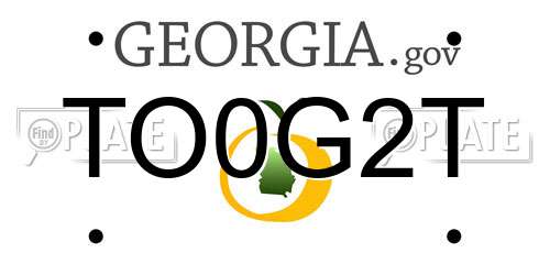 TO0G2T Georgia License Plate