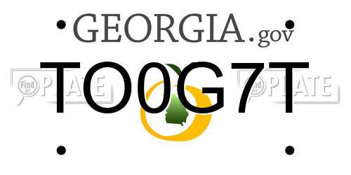 TO0G7T Georgia License Plate