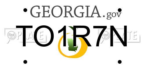 TO1R7N Georgia License Plate