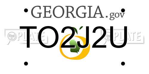 TO2J2U Georgia License Plate