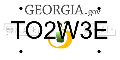 TO2W3E Georgia License Plate