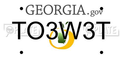 TO3W3T Georgia License Plate