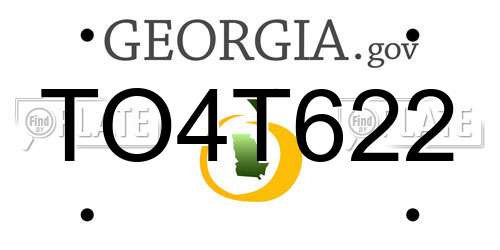 TO4T622 Georgia License Plate