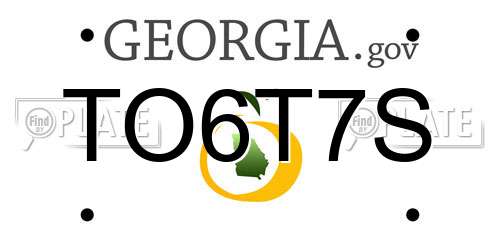 TO6T7S Georgia License Plate