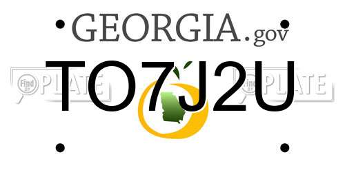TO7J2U Georgia License Plate