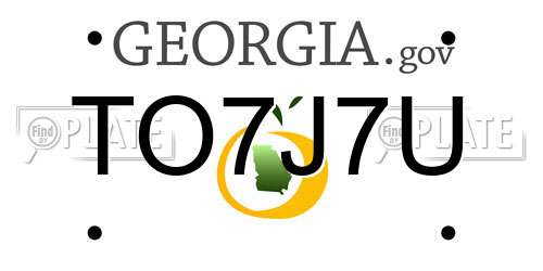 TO7J7U Georgia License Plate