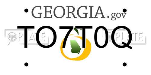 TO7T0Q Georgia License Plate