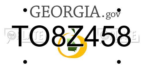 TO8Z458 Georgia License Plate