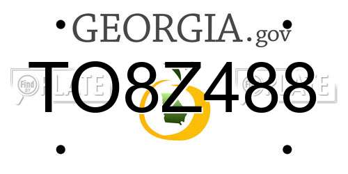 TO8Z488 Georgia License Plate