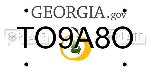 TO9A8O Georgia License Plate