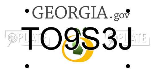 TO9S3J Georgia License Plate