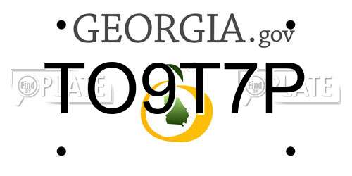 TO9T7P Georgia License Plate