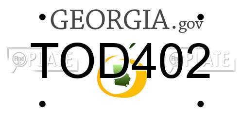 TOD402 Georgia License Plate