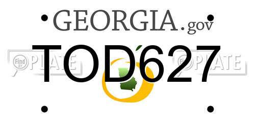 TOD627 Georgia License Plate