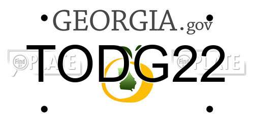 TODG22 Georgia License Plate