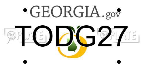 TODG27 Georgia License Plate