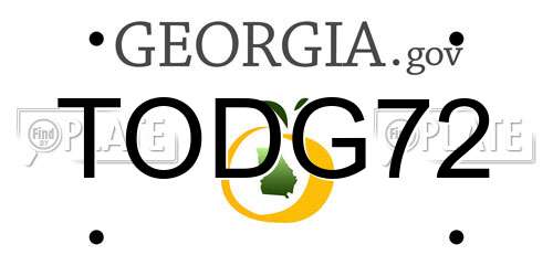 TODG72 Georgia License Plate