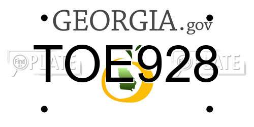 TOE928 Georgia License Plate