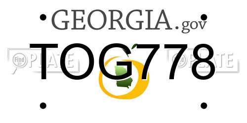 TOG778 Georgia License Plate
