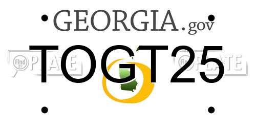 TOGT25 Georgia License Plate