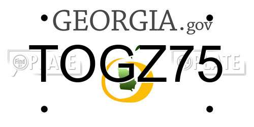 TOGZ75 Georgia License Plate