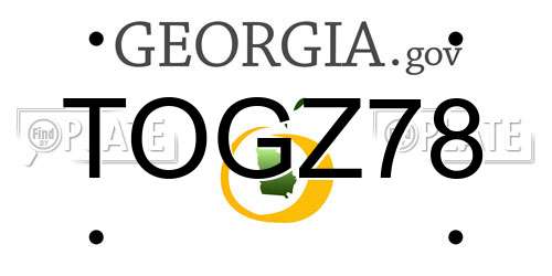 TOGZ78 Georgia License Plate