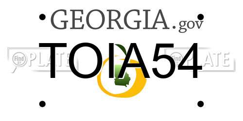 TOIA54 Georgia License Plate