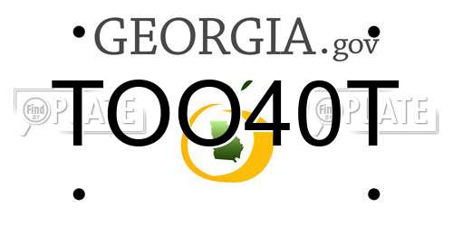 TOO40T Georgia License Plate