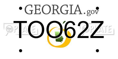TOO62Z Georgia License Plate