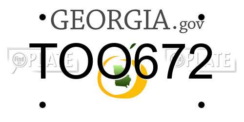 TOO672 Georgia License Plate