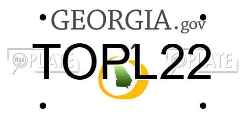 TOPL22 Georgia License Plate