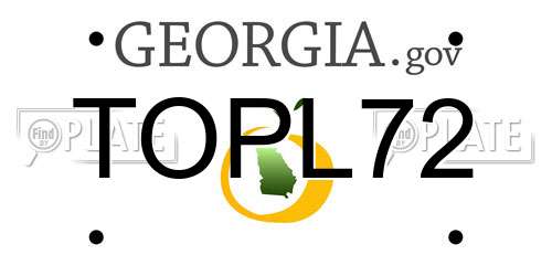 TOPL72 Georgia License Plate