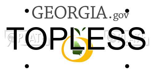 TOPLESS Georgia License Plate