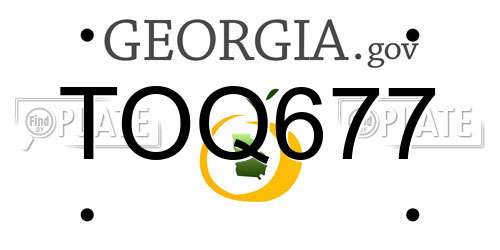 TOQ677 Georgia License Plate