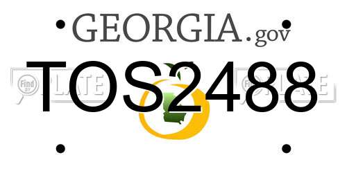 TOS2488 Georgia License Plate